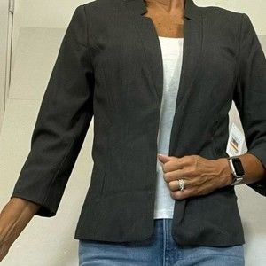 Kensie Blazer NWT Pockets, Lined, 3/4 Sleeves, Charcoal Gray, Small
